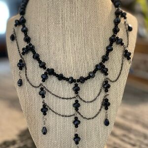 Elegant Black Beaded Necklace
